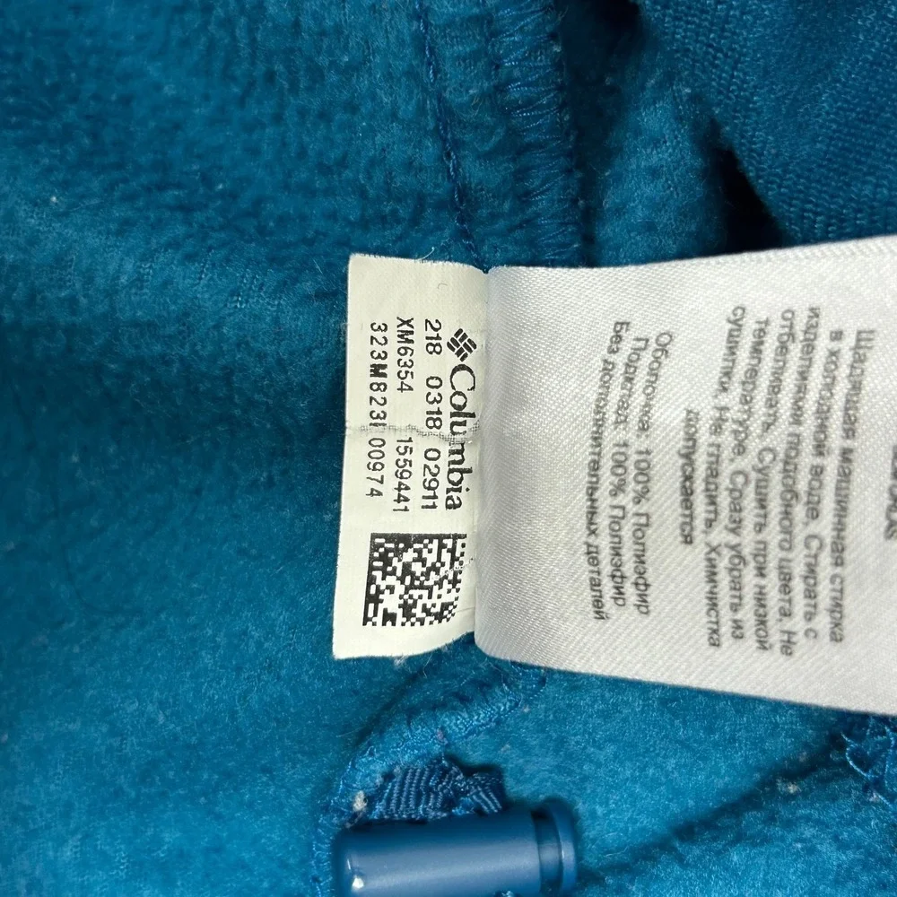 Columbia Mountain Fleece Jacket Mens Medium Blue Logo Mock Neck Full Zip Winter
